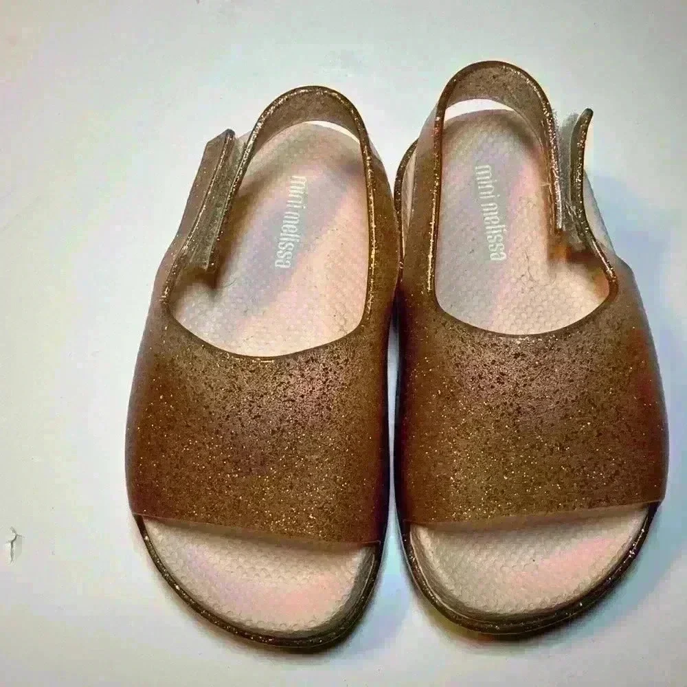 NWOT Mini Melissa Silver Glitter Sandals size baby 7